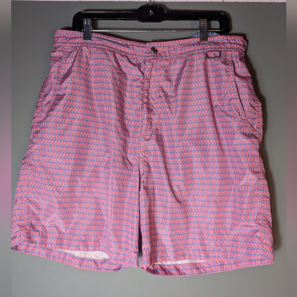 PETER MILLAR Mens XL Pink Swim Trunks Pockets Lined Drawstring Flamingo